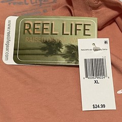 Reel Life Fishing Hook Logo T-Shirt Salmon Pink Men’s Size XL New with Tags