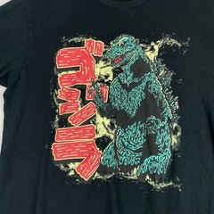 Bandai Godzilla T-Shirt XXL (L-XL US Size) Graphic Mens Black Cotton Toho Co