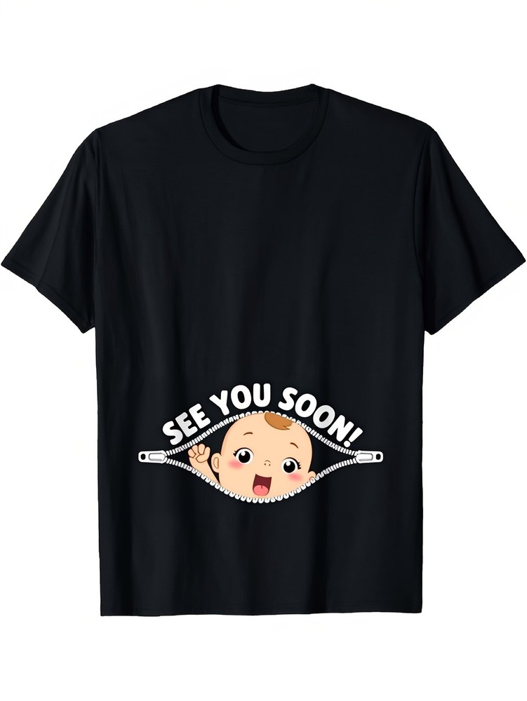 1pc Black Anime Digital Matrix Printed T-Shirt – Sci-Fi Character Graphic Unis