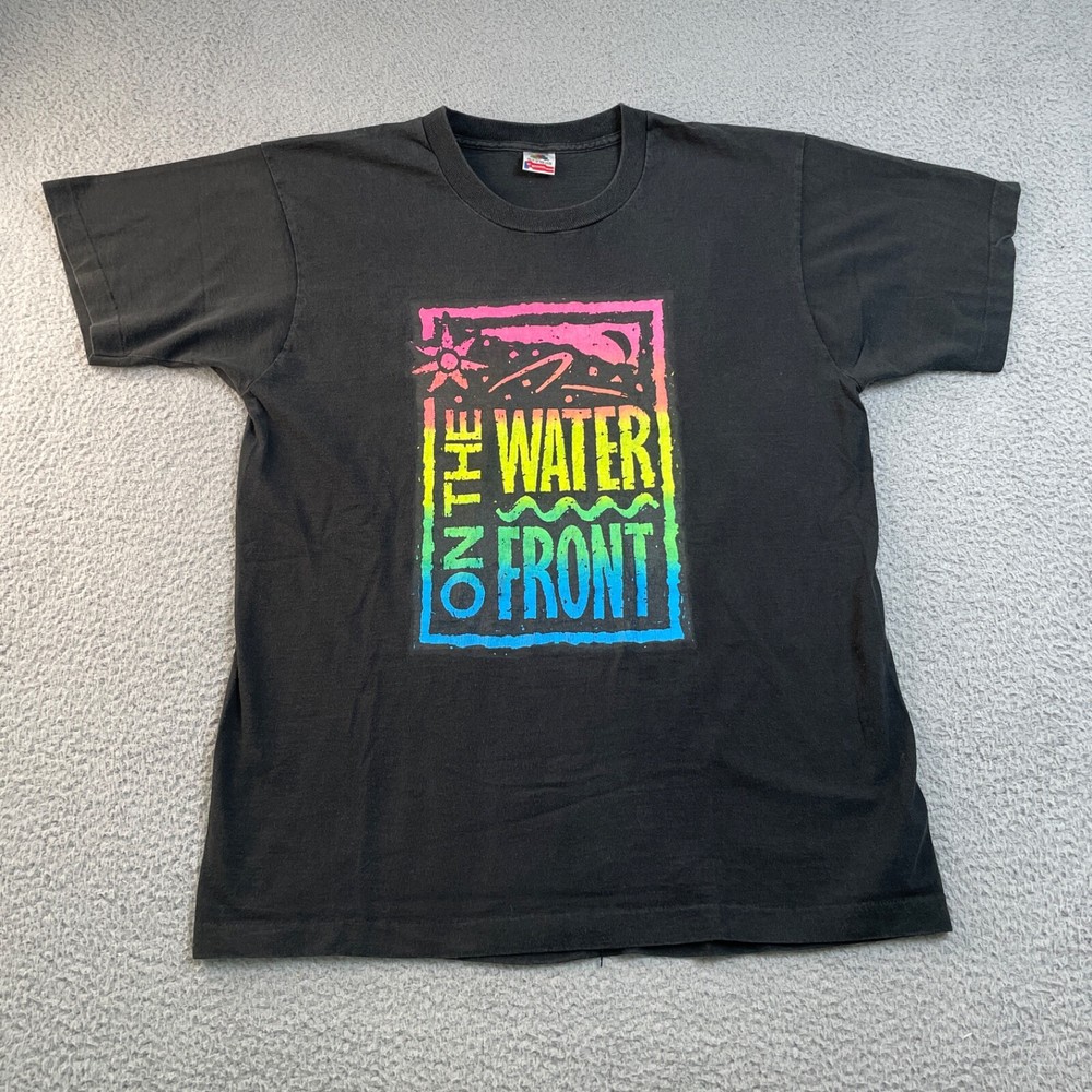 Vtg Surf Shirt XL Crew Neck Single Stitch Beach Fruit of the Loom 90s Y2K