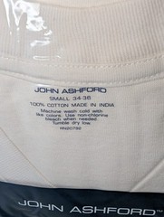 John Ashford Men’s 100% Cotton V-Neck T-Shirt Undershirt 3 Pack Size Small 34-36