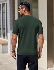 Coofandy T Shirt Crew Neck, Regular Fit, Short Sleeve, Solid, Ribbed Cuffs Solid