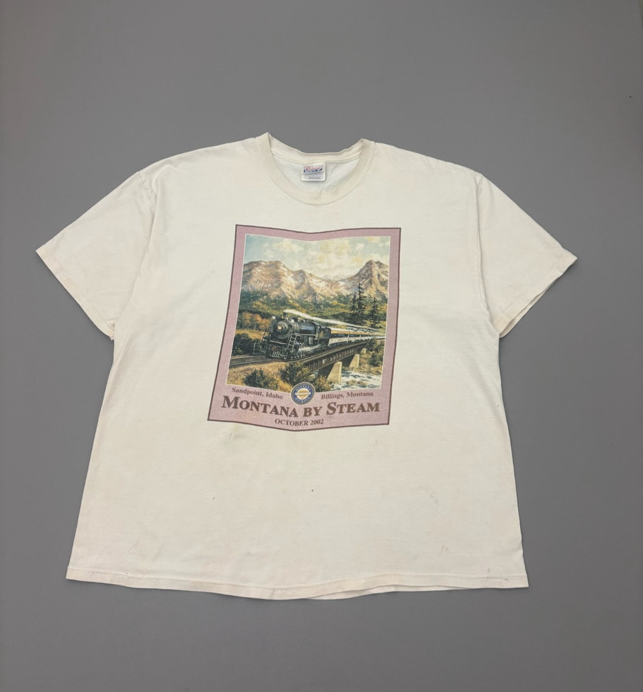 Vintage 90s Montana By Steam Train T Shirt Mens Hanes Beefy XL Outdoor