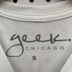 Fashion Geek Shirt White Men Small Short Sleeve Multicolor Graphic Size S
