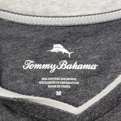Tommy Bahama T Shirt Mens Medium Gray Solid Layered Collar V Neck Casual Logo