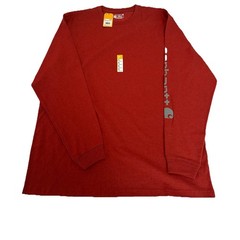 Carhartt men’s Long Sleeve T-Shirt TK0231 Loose Fit Red Logo sleeve graphic XL