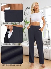3 Pack Women’s Lounge Pants Wide Leg Sweatpants with Pockets Elastic Waist Yo…