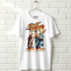 Street Fighter Press Start Men’s T Shirt Cammy Guile Ryu Chun-Li Capcom Merch