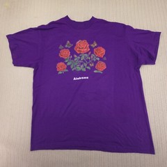 Vintage Graphic Tee Shirt Extra Large Purple Roses Butterfly Alabama Fruit Loom