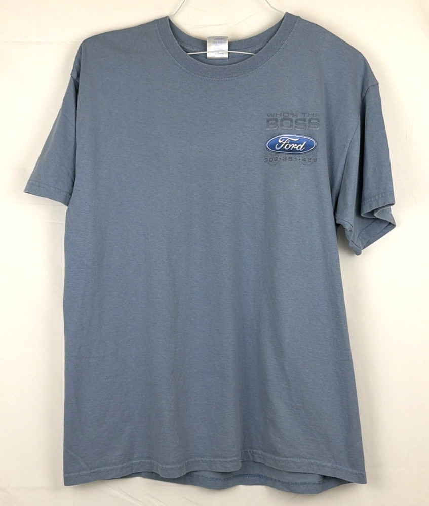 Ford Shirt Mens Large Blue Mustang Boss 302 351 429 Graphic Tee Licensed