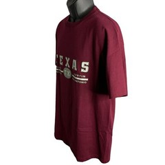 Texas Short Sleeve Crewneck T Shirt L Maroon Red Cotton Pullover Puff Vinyl