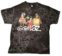 Vintage Gorillaz Tie-Dye T-Shirt L Graphic Cartoon Band Print Black Gildan Y2K