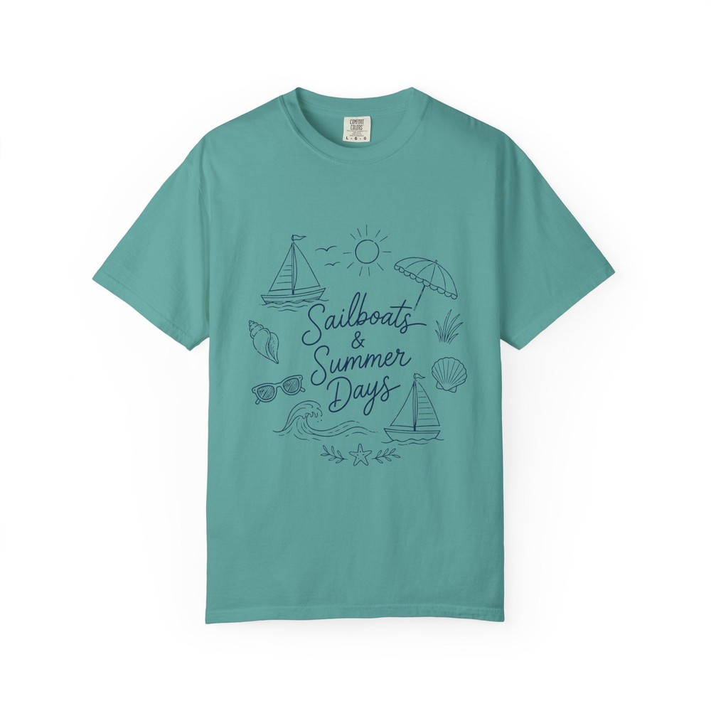 Sailboats & Summer Days Comfort Colors Tee, Nautical Coastal Shirt