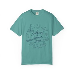 Sailboats & Summer Days Comfort Colors Tee, Nautical Coastal Shirt