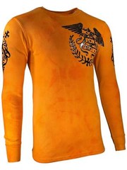 Archaic by Affliction Men’s Thermal Shirt Black Prayer Biker Tattoo