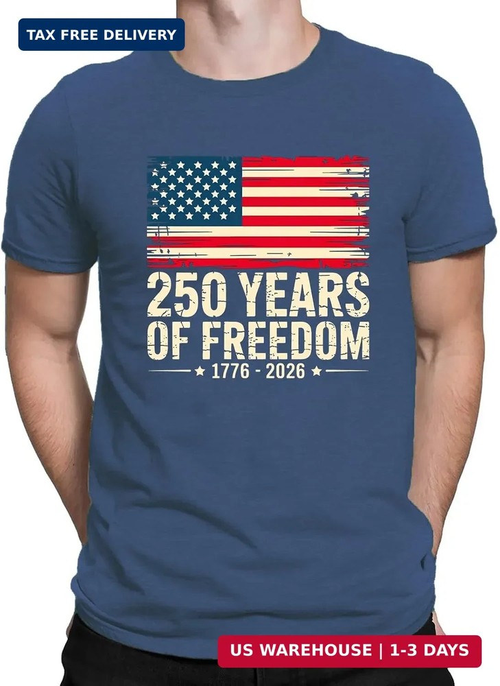 250 Years America Anniversary Flag Design T-Shirt for Men, 4th of July Independe