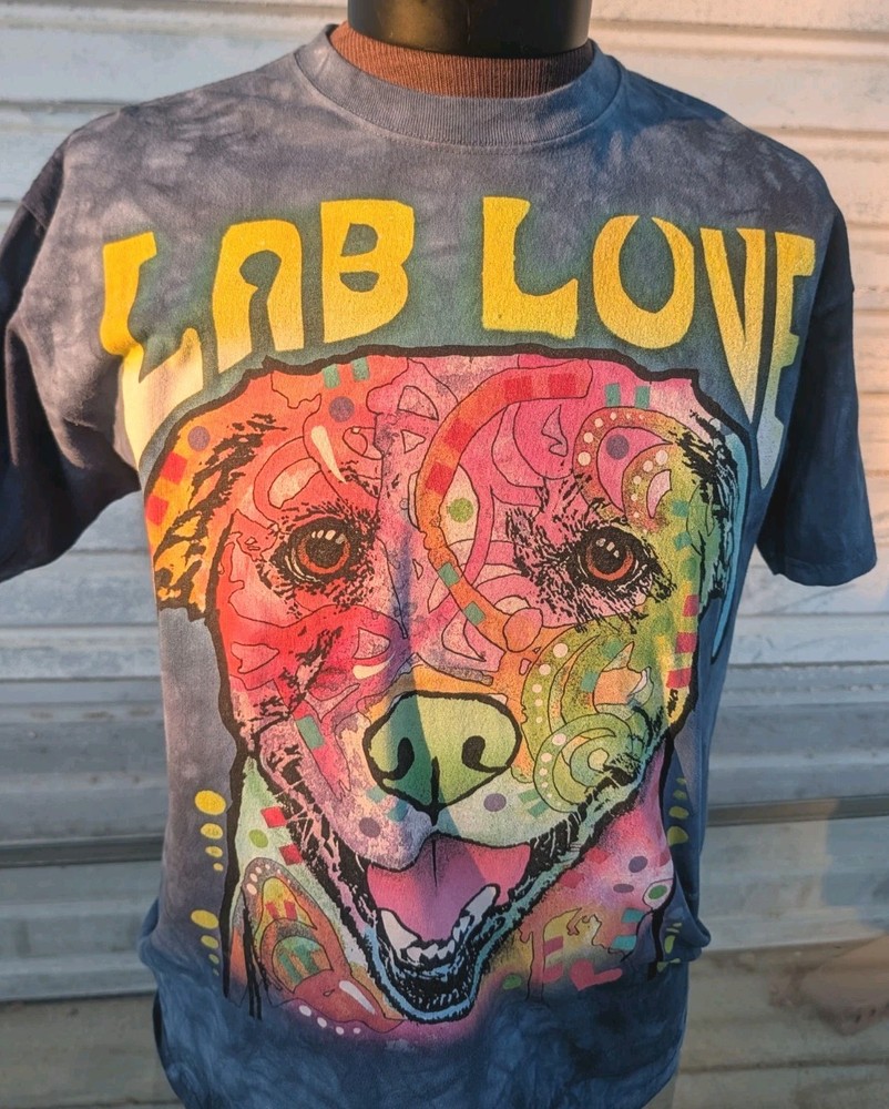 Lab Love The Mountain 2015 T-Shirt Mens L Blue Tie Dye Dog Vintage Y2K Tee