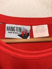Vintage 80s Hang Ten T Shirt Red Pocket Made In USA Large