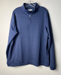 Peter Millar Men’s Dark Blue Quarter Zip Pullover Skull Print Performance Size L