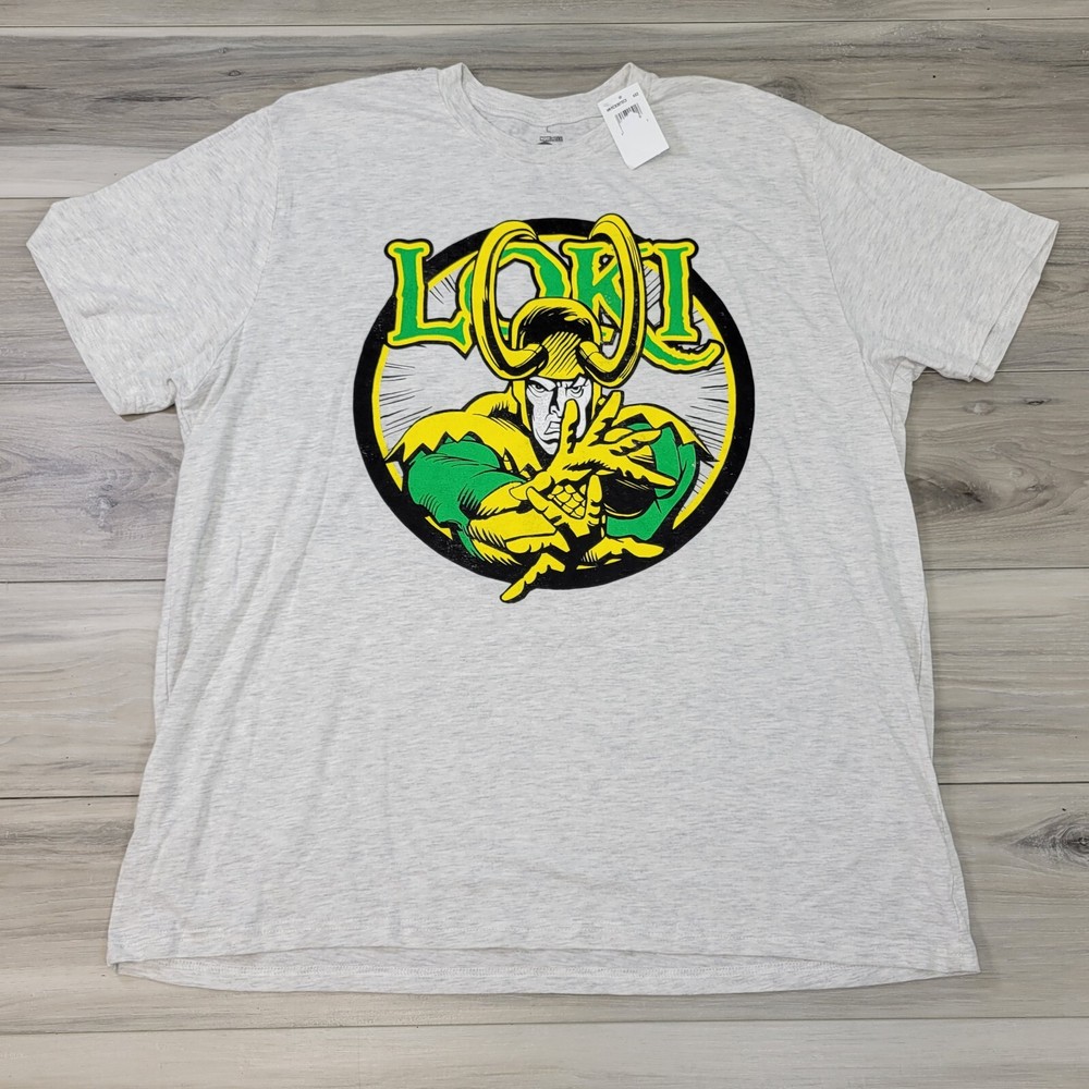 Marvel Comics Graphic T-Shirt Men’s 3XLT Light Gray Loki New