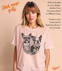 Custom Pet Portrait Comfort Tee Personalized Dog Cat Photo Shirt Gift