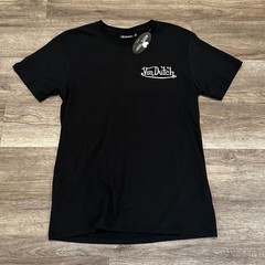 Von Dutch Men’s T-Shirt Small Black White Spellout Logo Y2K Graphic Tee NWT