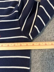Polo Ralph Lauren Striped Long Sleeve Waffle Knit Shirt Navy Blue Stripe Men L
