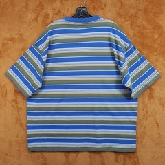 MARKET STUDIO Shirt Mens XXL Blue Stripe Pullover Crew Smiley T-Shirt Tee