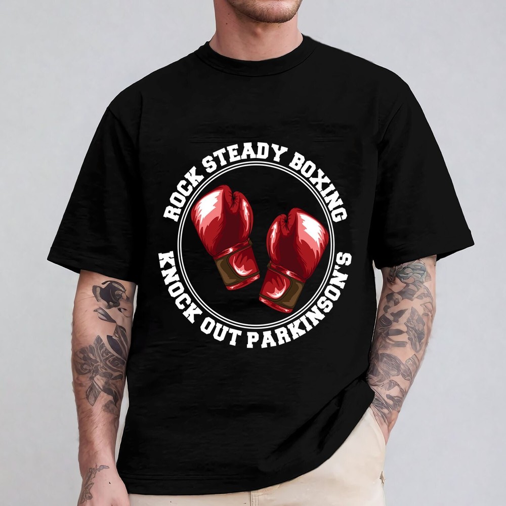 Martial Arts Boxing Gym Knock Out Parkinsons Fighter Red Gloves T-Shirt