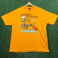 VTG Harley-Davidson T-Shirt Mens XL Yellow New Orleans Bourbon St Louisiana Y2K