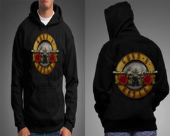 GUNS AND ROSES PUNK ROCK BLACK HOODIE FRONT AND BACK PRINT MEN’S