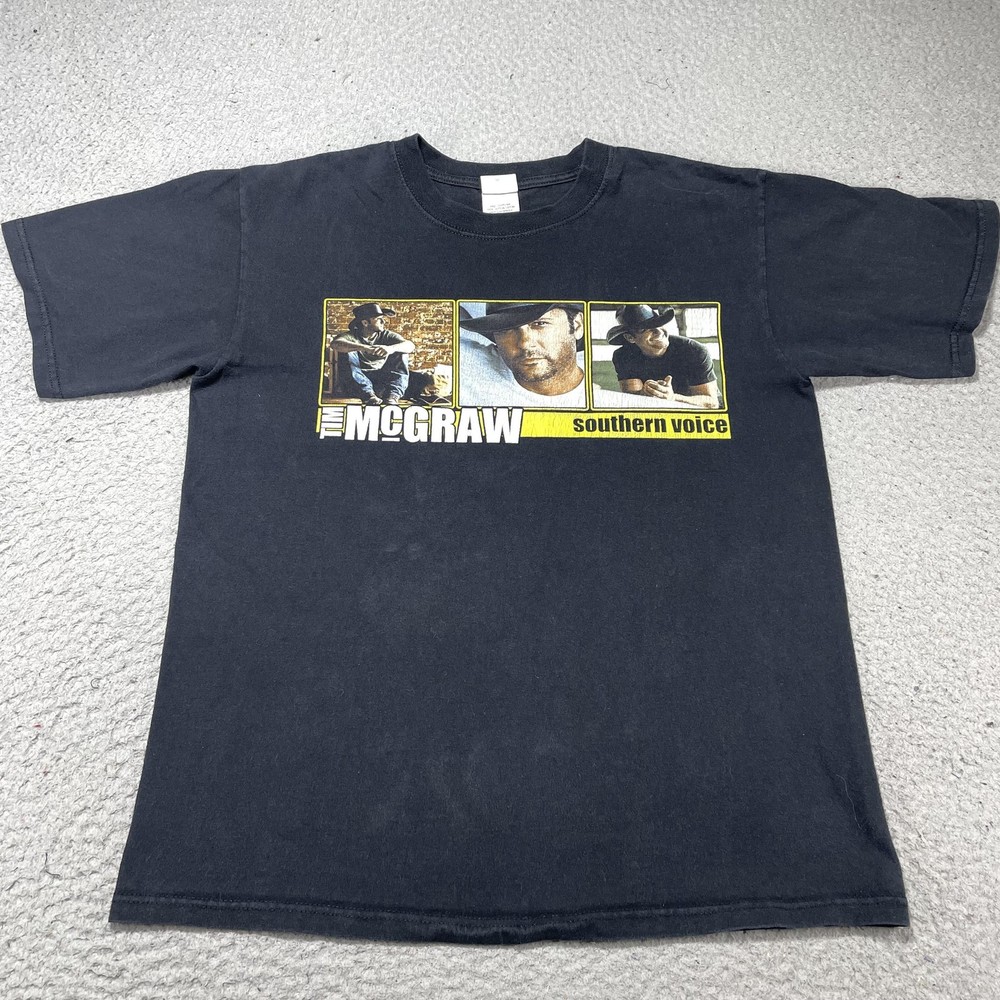 Tim McGraw Shirt Mens Medium Black Southern Voice Tour 2010 Country Graphic Tee