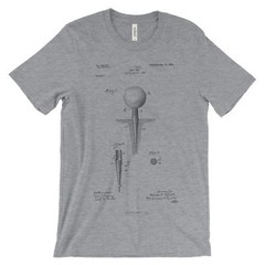 Hockey Stick Patent T-Shirt.100% Cotton Comfy Tee on Black White or Gray. NEW