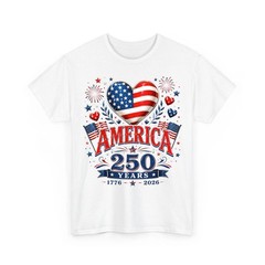 250th Anniversary America Flag Heart 250 Years 1776-2026 4th Of July T-Shirt