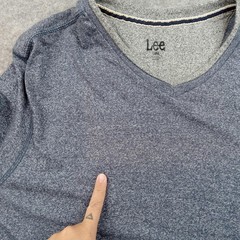 Lee Shirt Mens Large Blue Gray Heather V-Neck Long Sleeve Casual Knit Pullover