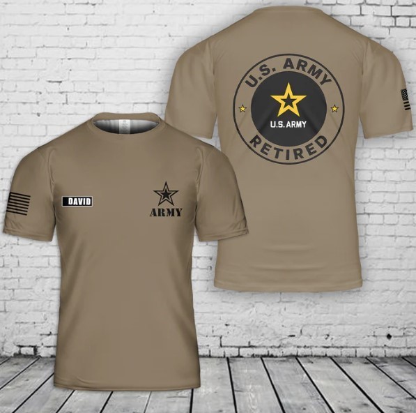 Custom Name US Army Retired 3D T-Shirt