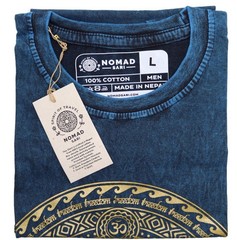 Stonewashed Cotton T-Shirt – Chakra – Dark Blue – S/M/L/XL – New