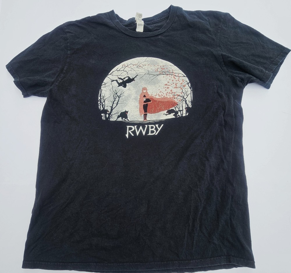 RWBY Shirt Mens Large Black Anime Rooster Teeth Ruby Rose Grimm Graphic Tee
