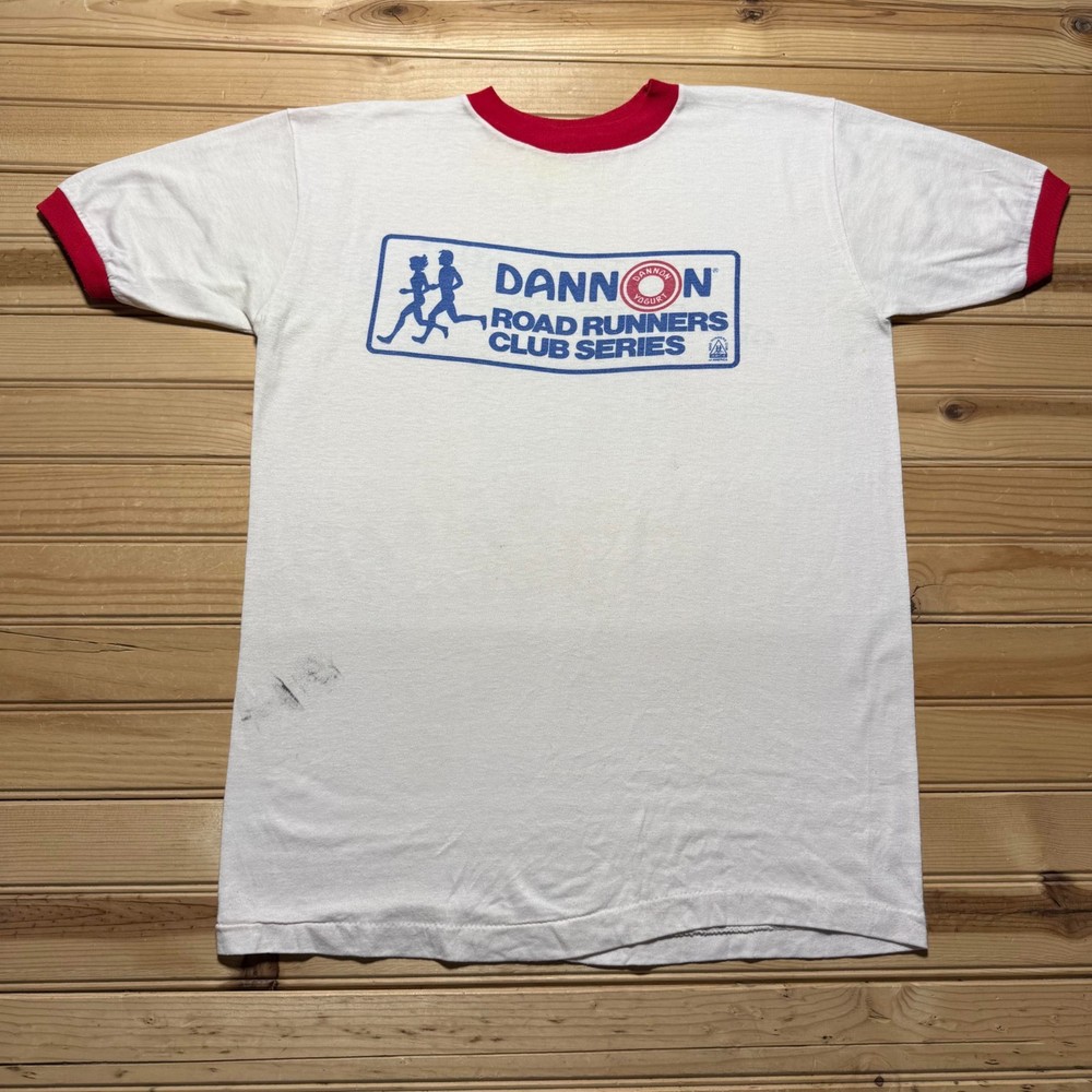 Vintage 70s Dannon Yogurt Road Runners Club Series Ohio Ringer T-Shirt – Large