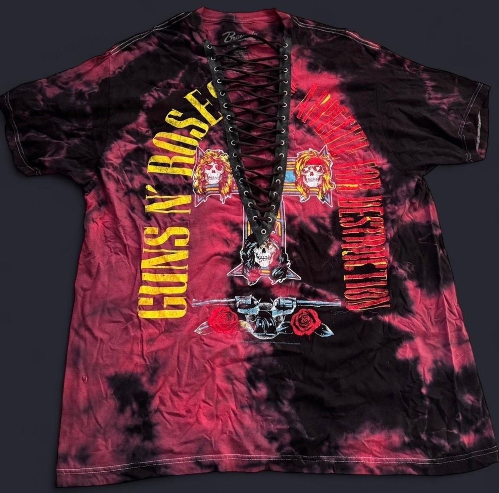 Guns N’ Roses Appetite For Destruction Lace-Up Tie-Dye T-Shirt