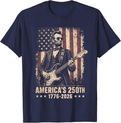 Abraham Lincoln Playing Guitar 4th July 250th Anniversary T-Shirt