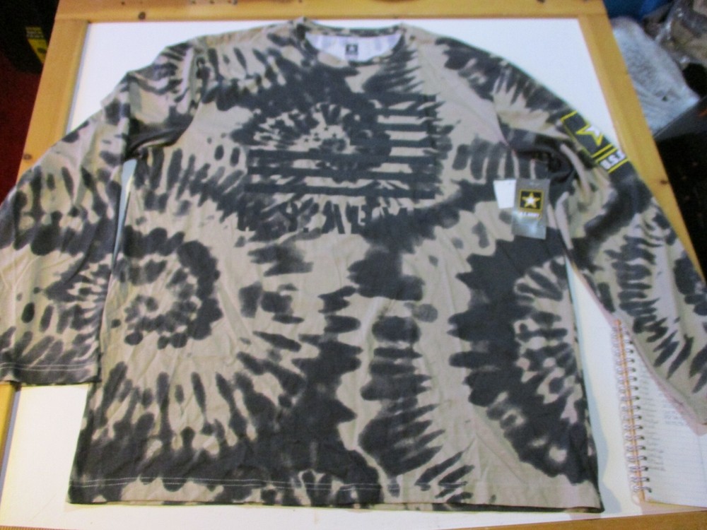 U.S ARMY USA FLAG LONG SLEEVE TIE DYED T-SHIRT 2XL NEW NWT UNITED STATES