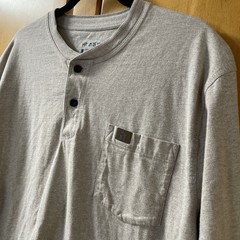 Wrangler Riggs Workwear Henley Shirt Mens Large Beige Pockets Long Sleeve 🌵🪸
