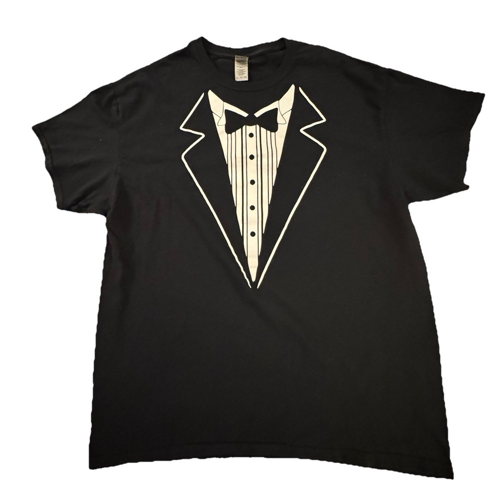 Tuxedo Bowtie Formal Funny Classy Casual Mens T-shirt Size XL