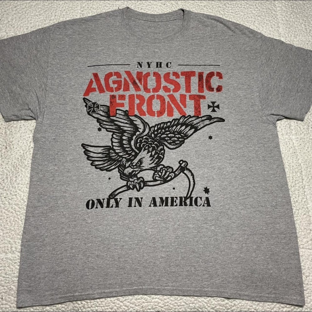 Agnostic Front “Only in America” Sport Grey T shirt Heavy cotton NH18304