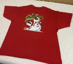 Vintage Snoopy Peanuts Chillin Joe Cool Holiday Red Shirt Size L