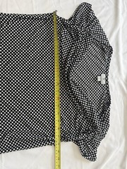 Black White Polka Dots Ruched Cap Sleeve Cowl Scoop Neck Stretchy Shirt Size L