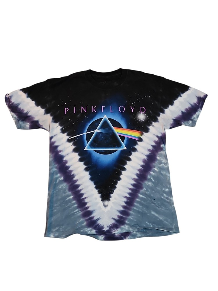 Pink Floyd Dark Side of the Moon Tie Dye T-Shirt Liquid Blue Mens M Double Sided