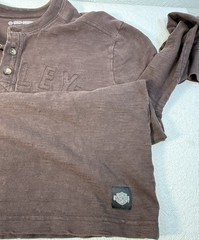 Harley Davidson Shirt Mens Long Sleeve Henley Size L **see Photo Small Hole**