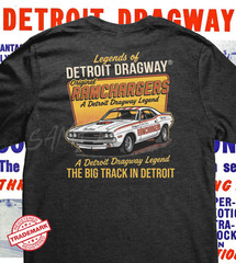 Detroit Dragway® Legends RAMCHARGER Tee #2-Shirt Image on BACK